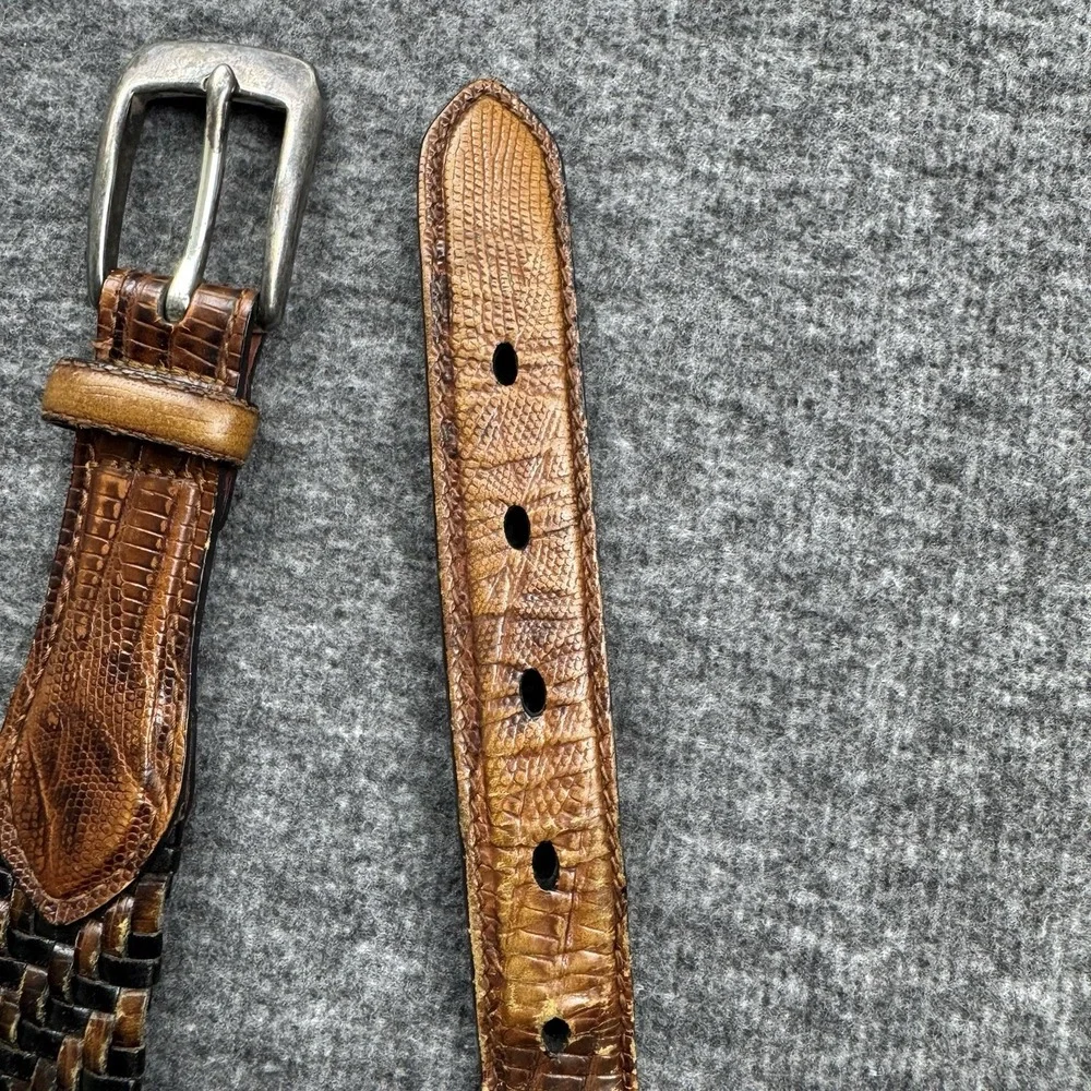 Brighton Brown & Black Leather Braided‎ Belt Size 36 Model P4100 *READ*